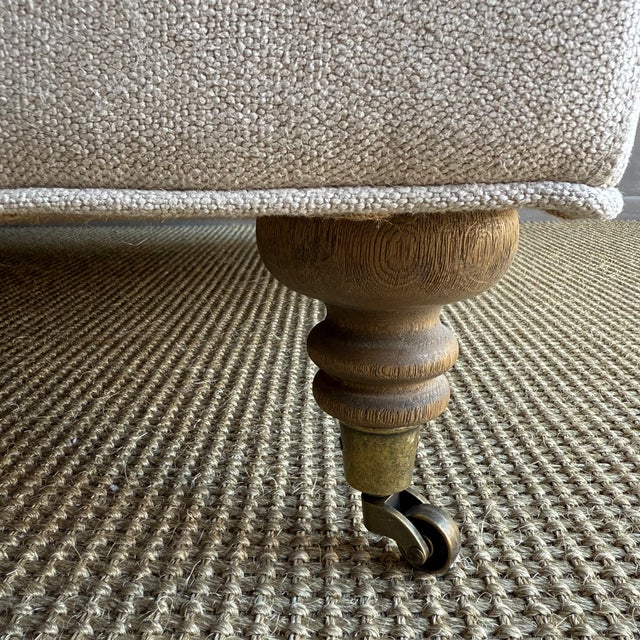 Modern English Sofa in a Heavy Weight Stone Washed Natural Hemp & Down Cushion For Sale - Image 9 of 10