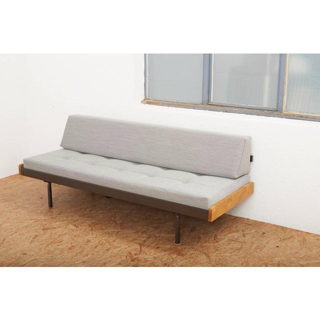 Daybed with Brown Lacquered Metal with Oak Trim Frame, Holland, 1970 For Sale - Image 9 of 11