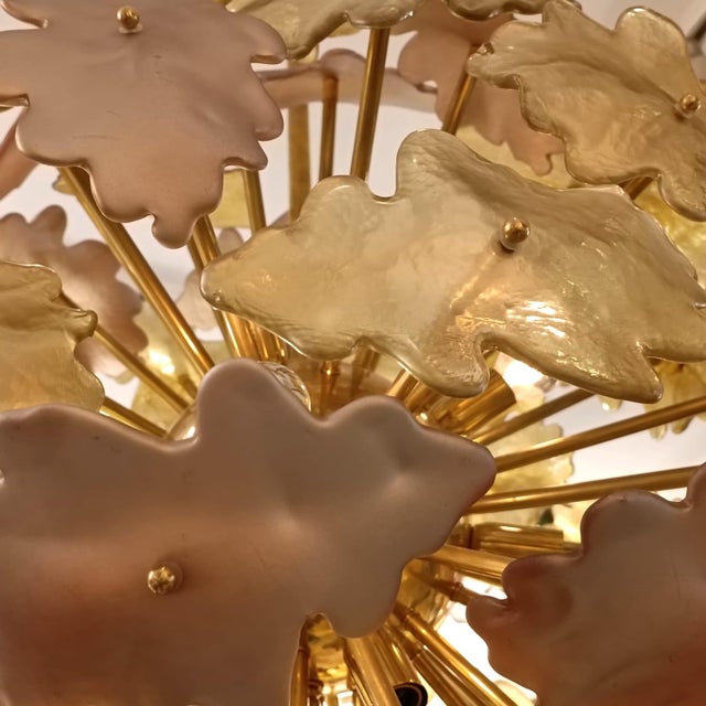 Mid-Century Modern Golden Leaf Pendant Lamp, 1950s For Sale - Image 3 of 5