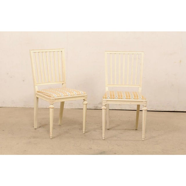 Mid-Century Modern Mid 20th Century Swedish Side Chairs, Cream Finish - Set of 6 For Sale - Image 3 of 12