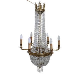 Gilded Bronze and Crystal Chandelier with 10 Bulbs, Late 19th Century For Sale