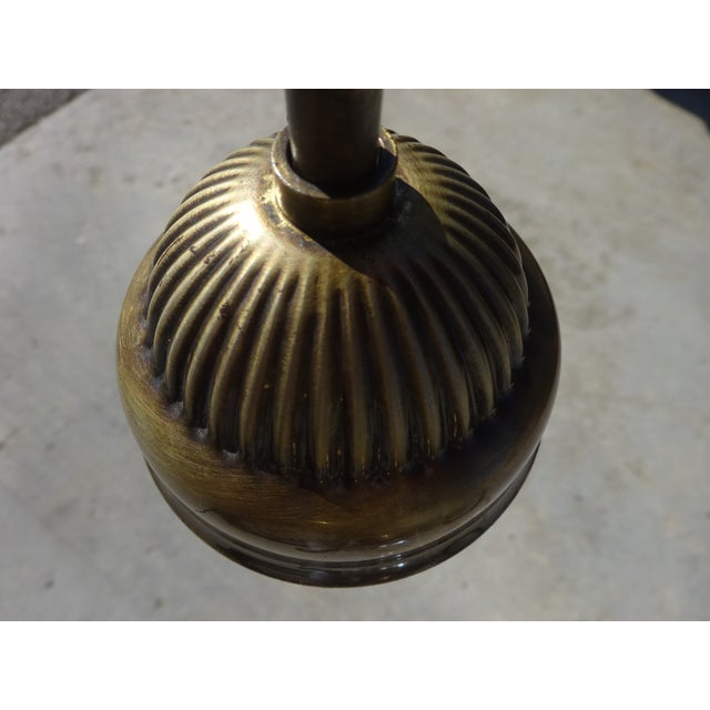 Metal Wood, Bronze and Glass Three-Light Chandelier, 1980s For Sale - Image 7 of 13