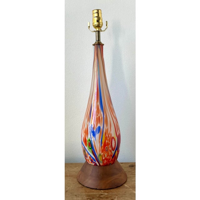 Mid-Century Modern Vintage Boho Italian Glass Lamp For Sale - Image 3 of 11
