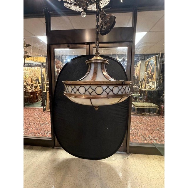 Glass 1900s Caldwell Leaded Glass Neoclassical Style Lantern For Sale - Image 7 of 7