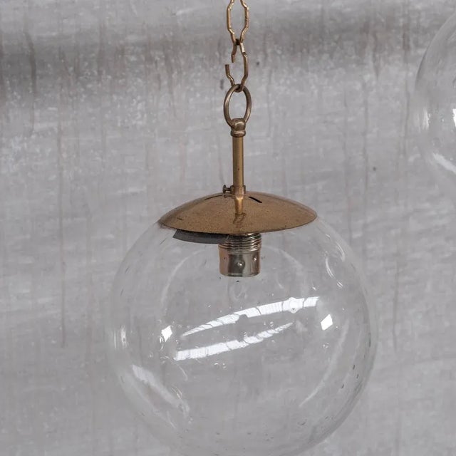 Mid-Century Brass and Bubble Glass Pendant For Sale - Image 6 of 11