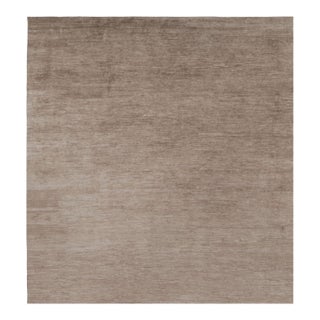 Rug & Kilim’s Oversized Modern Textural Rug in Brown, White and Beige Striae - 13x14 For Sale