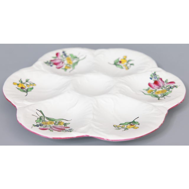 French Country Antique French Luneville Floral Porcelain Oyster Plate For Sale - Image 3 of 7