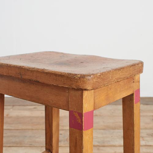 Vintage Wooden School Lab Stool For Sale - Image 4 of 7