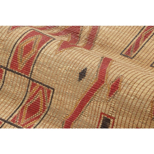 Vintage Square Tuareg Mat in Red and Beige Tribal Geometric Patterns For Sale In New York - Image 6 of 7