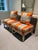 Pair of Hickory Chair Orange and Gray Striped Ottomans For Sale In Washington DC - Image 6 of 10