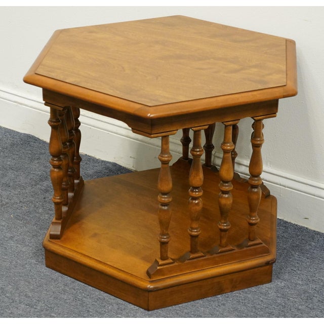 Ethan Allen Ethan Allen Heirloom Nutmeg Maple Hexagonal Accent End Table 10-8645p For Sale - Image 4 of 10
