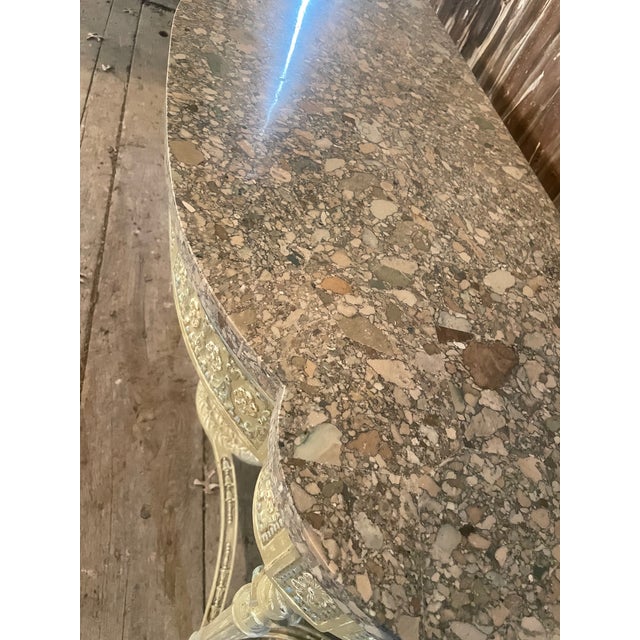 Dove Gray Painted Console Table With Stone Top For Sale - Image 8 of 14