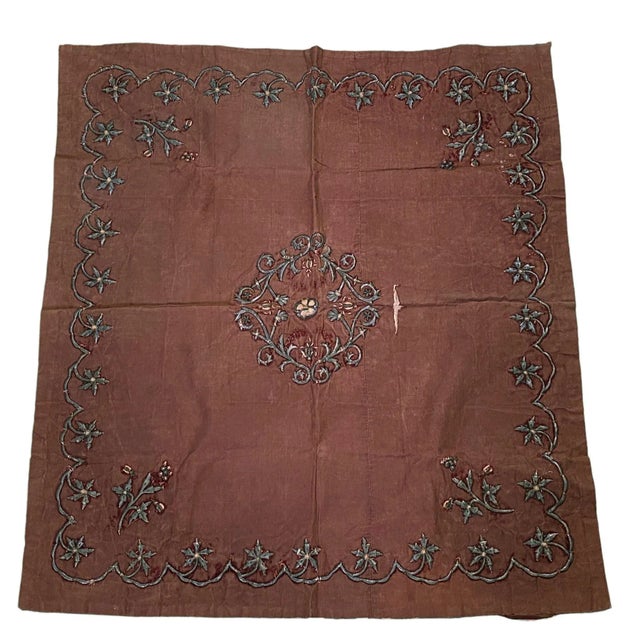 Metal Antique European Altar Cover Cloth, Silver Metallic Treads For Sale - Image 7 of 9