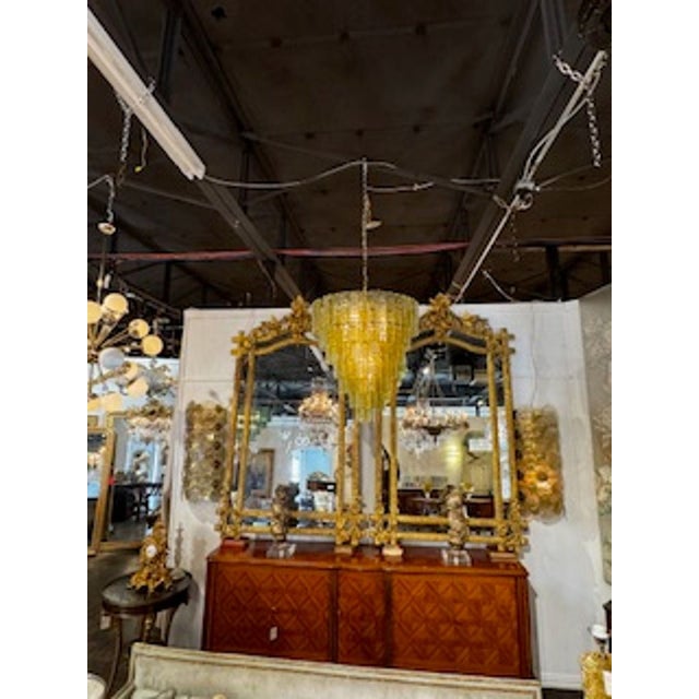 Early 21st Century Olive Green Murano Glass Waterfall Chandelier For Sale - Image 5 of 6