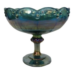 Indiana Garland Teardrop Carnival Glass Iridescent Large Pedestal Compote