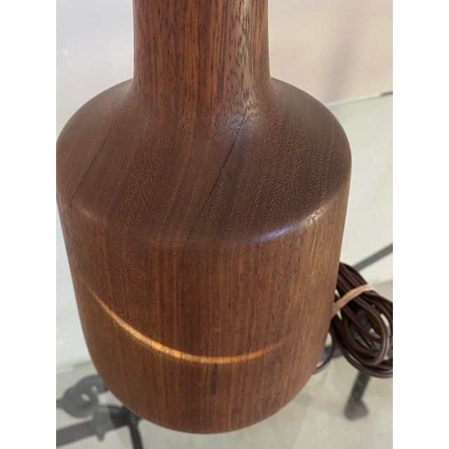 1960s Danish Modern Table Lamp, Walnut Base With Capiz Shell Shade, 1960s For Sale - Image 5 of 16
