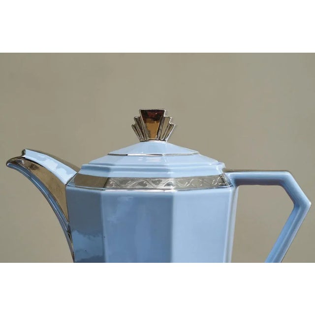 Blue Vintage Belgian Art Deco Coffee Set, 1920s, Set of 22 For Sale - Image 8 of 18