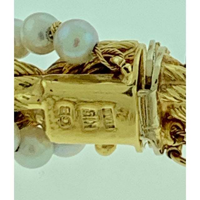 Late 20th Century Bucherer Two-Piece Necklace and Bracelet Set in 18 Karat Yellow Gold and Pearls For Sale - Image 10 of 18