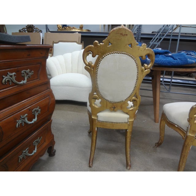 Gold Pair of Italian Baroque Style Giltwood Chairs For Sale - Image 8 of 11