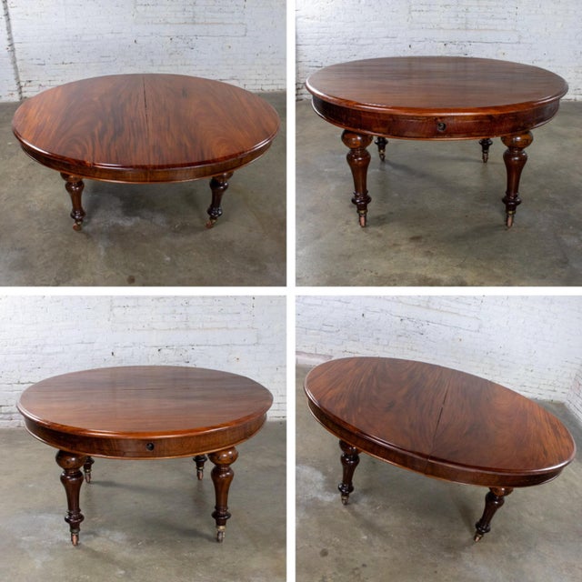 19th Century Antique William IV Style Mahogany Oval Dining Table W/Turned Legs & Casters For Sale - Image 13 of 17