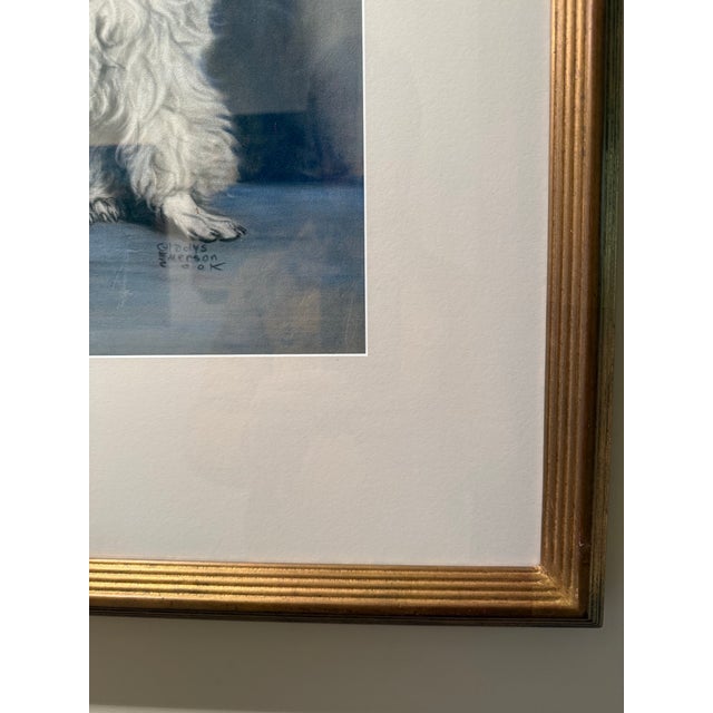 Original Pastel Painting of a White Poodle by Reknowned Dog Artist Gladys Emerson Cook, C 1940s, Custom Framed For Sale - Image 4 of 11