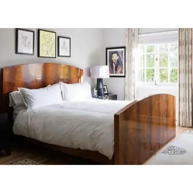 Contemporary Formerly Vidal Sassoon’s Custom Art Deco California King Bed — Curved Veneer Design, Mid-Century / Deco Revival For Sale - Image 3 of 3