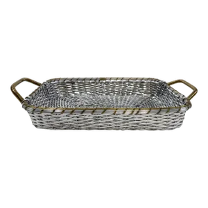 Vintage French Style Silverplate Woven Basket Tray