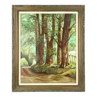 "Back Road" California Redwoods Santa Cruz County Original Oil Painting by Gorman Woody For Sale