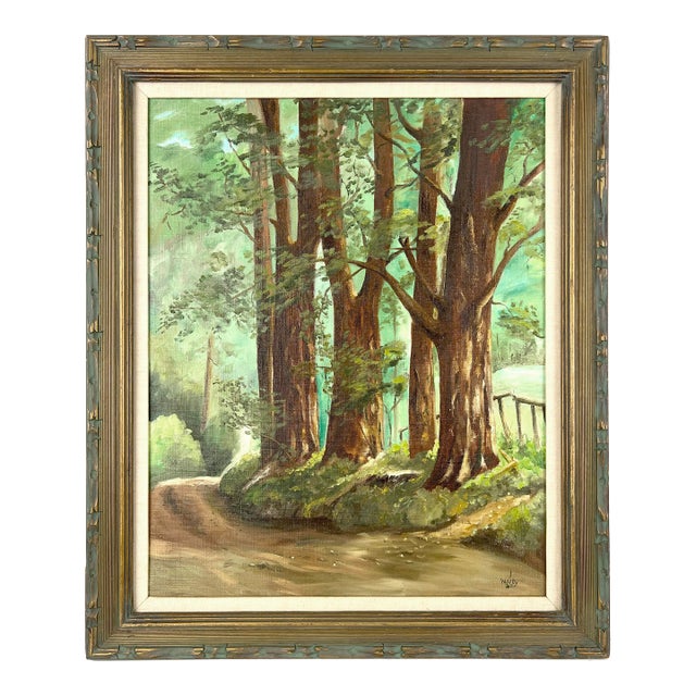 "Back Road" California Redwoods Santa Cruz County Original Oil Painting by Gorman Woody For Sale