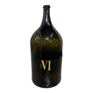 Large Antique French Hand Blown and Painted Wine Bottle, Normandy, Circa 1880s For Sale
