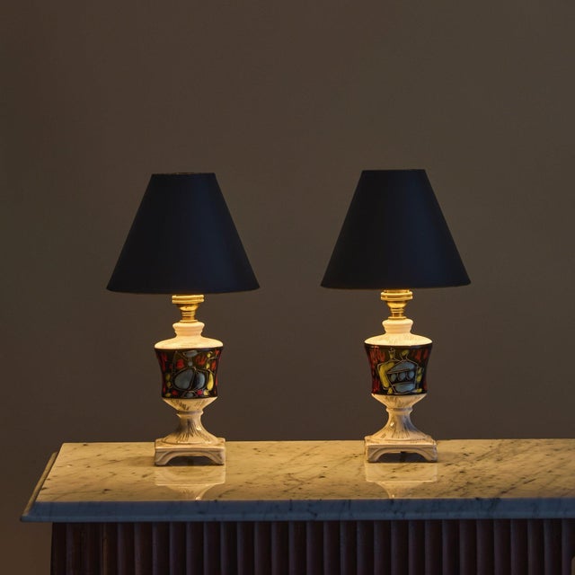 1960s Italian Porcelain Table Lamp, 1960s - a Pair For Sale - Image 4 of 13