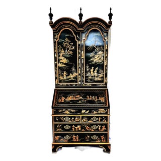 1980s Vintage Baker Furniture Chinoiserie Secretary/Desk/Bookcase For Sale