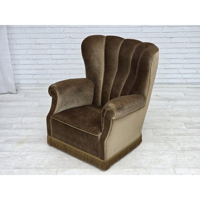 Danish Relax Armchair in Dark Green Velour and Ash, 1960s For Sale - Image 17 of 18