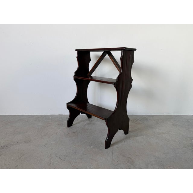Wood Antique Italian Dark Mahogany Library Step Stool For Sale - Image 7 of 12