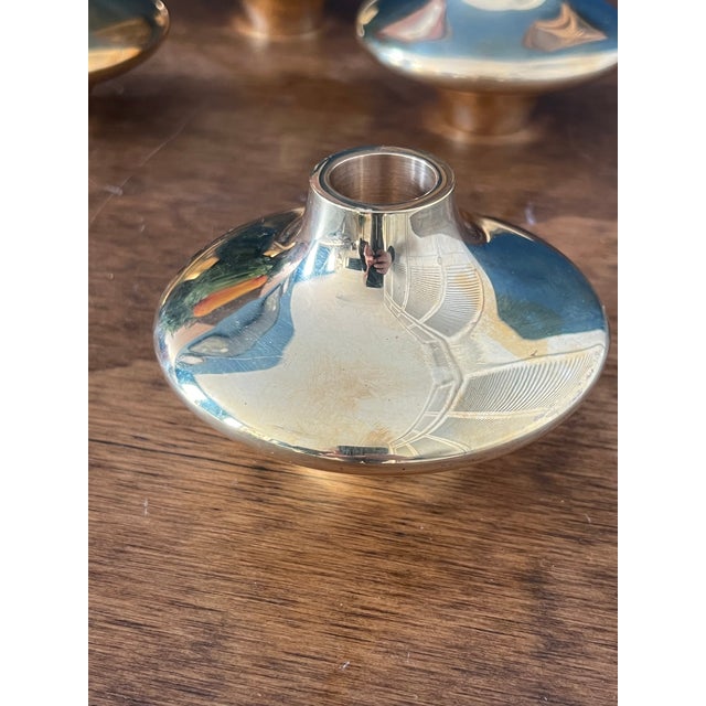 Hein Studio Solid Brass Candle Holders Set of 4, Scandinavian Modern Candlesticks For Sale - Image 15 of 17