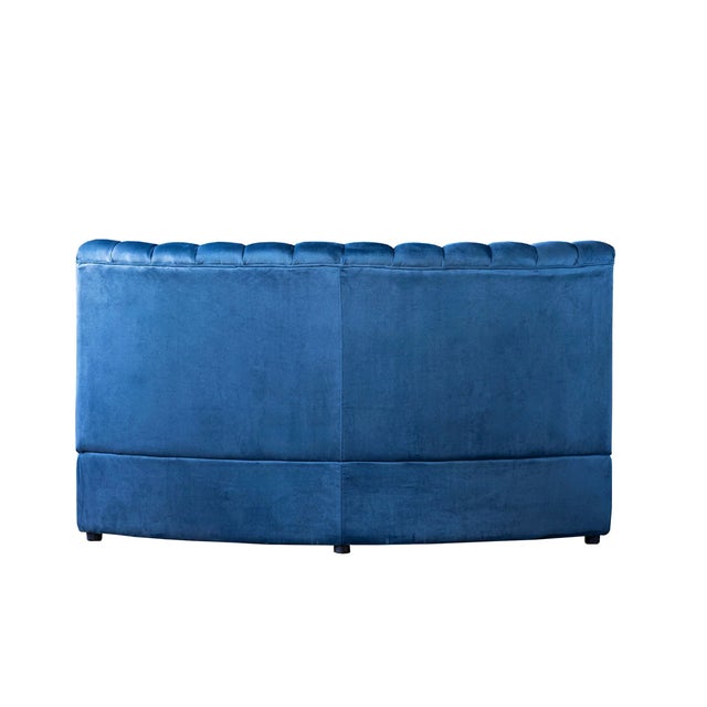 Matthew Izzo Home Estelle Navy Velvet Curved Banquette Sofa For Sale - Image 4 of 6