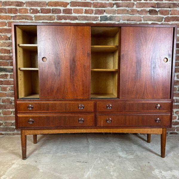 Tall Vintage Danish Teak Sideboard, 1960s For Sale - Image 3 of 5
