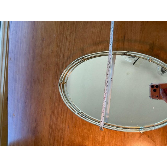Vintage Mid-Century Hollywood Regency Oval Brass Mirrored Vanity Tray For Sale In Los Angeles - Image 6 of 7