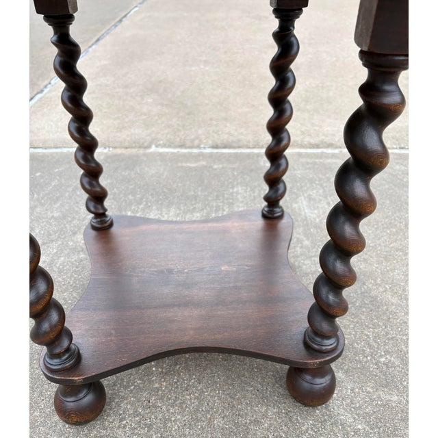 Wood Vintage English Barley Twist Side Table For Sale - Image 7 of 7