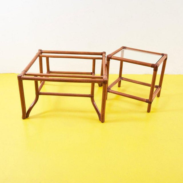 Brown Bamboo Coffee Tables from Gervasoni, Set of 2 For Sale - Image 8 of 8