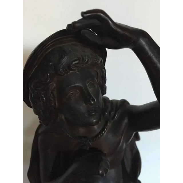 Bronze 19th Century Signed Bronze Seated Man Figure For Sale - Image 8 of 10