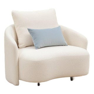 Serene Outdoor Arm Chair – Cream Bouclé All-Weather Lounge Seating For Sale