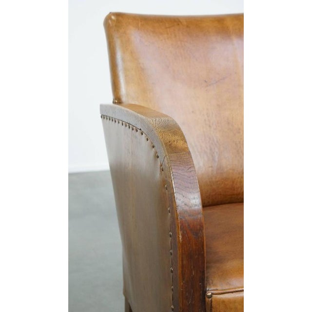 Art Deco Club Chair in Sheep Leather For Sale - Image 10 of 15