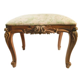 1980s Vintage French Bench With Carved Roses For Sale