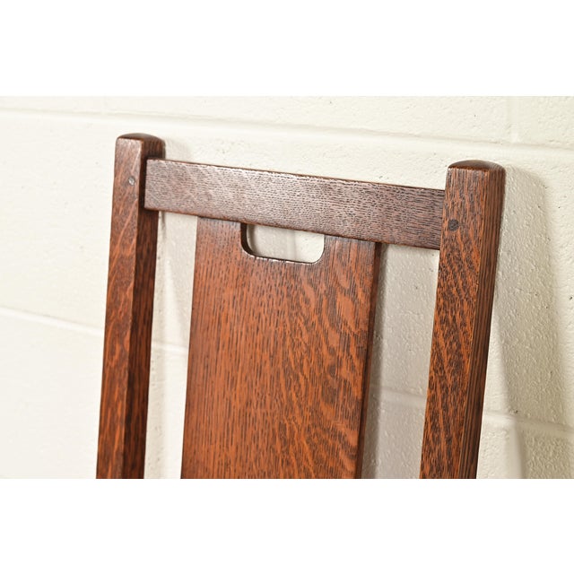 Brown Gustav Stickley Antique Mission Oak Arts & Crafts H-Back Dining Chairs, Set of Four For Sale - Image 8 of 14