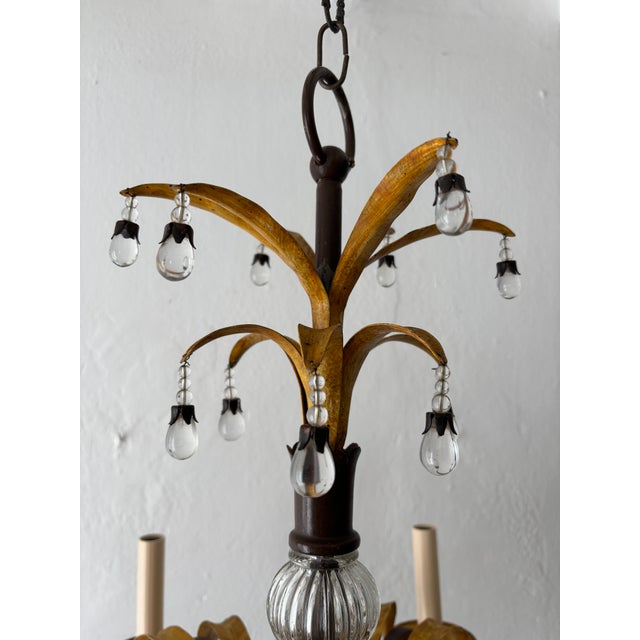 Midcentury Signed by Maison Baguès, Pineapple Palm, Yellow Chandelier For Sale - Image 6 of 9