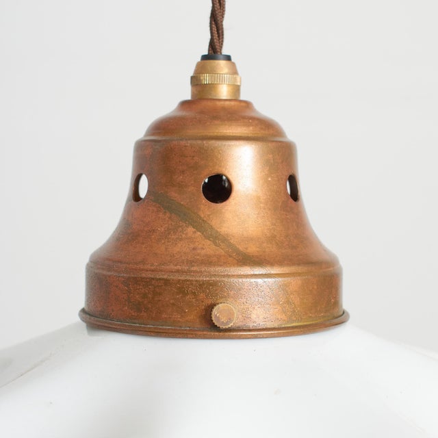 Vintage French Coolie Milk Glass Pendant Light, 1930s For Sale - Image 4 of 7