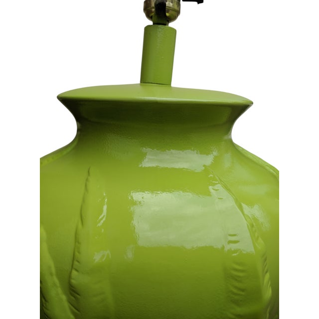 1980s Vintage Palm Beach Regency Lime Green Palm Tree Leaf Lamp For Sale - Image 5 of 8