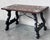 Wood 19th Century Baroque Spanish Side Table With Marquetry Top and Iron Stretcher For Sale - Image 7 of 11