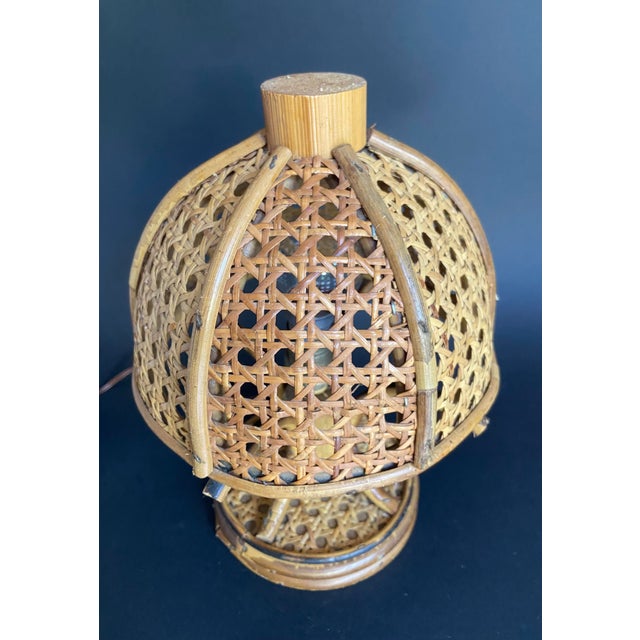 Wood Vintage Sculptural Bamboo Table Lamp by Louis Sognot, France, 1960s For Sale - Image 7 of 9